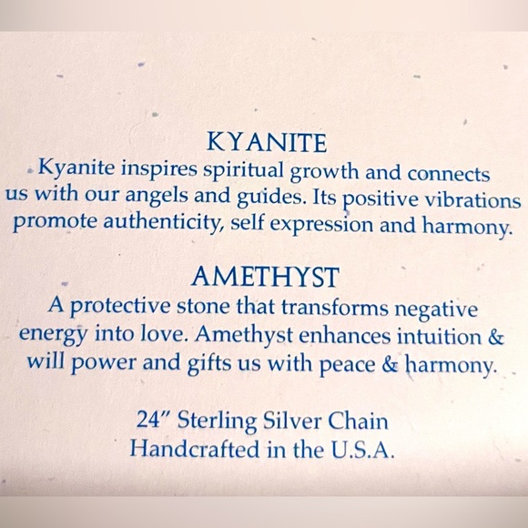 Gorgeous Amethyst and Kyanite Gemstone Necklace with 24” Sterling Silver Chain. - Picture 2 of 2